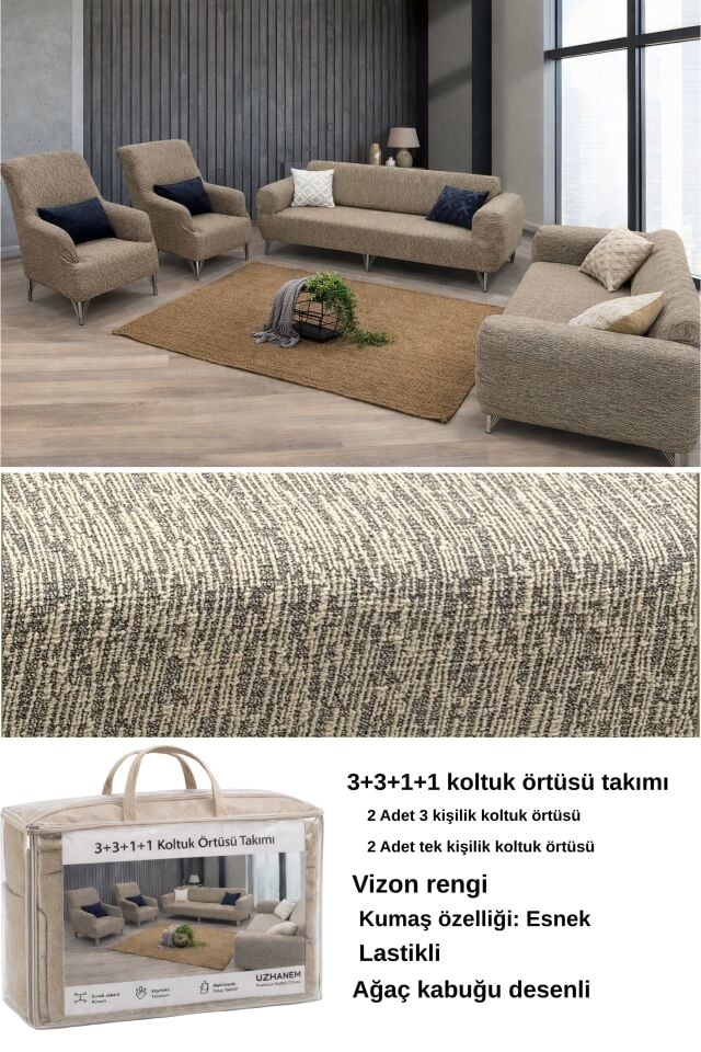 Ağaç Kabuğu Desen Koltuk Kılıfı 3.3.1.1 Koltuk Örtüsü Takımı