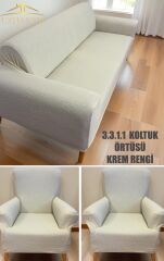 Ağaç Kabuğu Desen Koltuk Kılıfı 3.3.1.1 Koltuk Örtüsü Takımı krem
