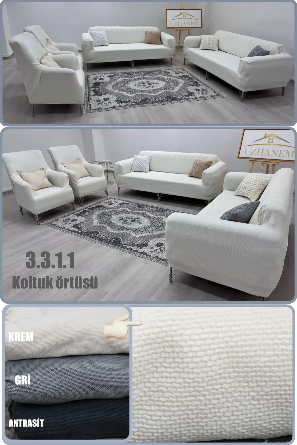 3.3.1.1 buğday desen koltuk örtüsü takımı koltuk kılıfı krem