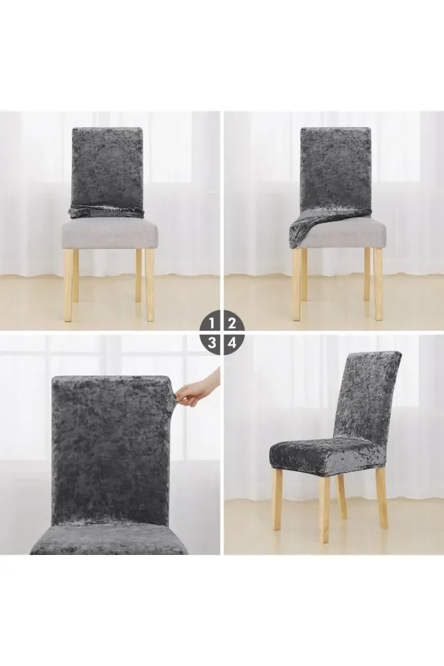 Kadife Sandalye Kılıfı Kadife Sandalye Örtüsü  :1 ADET antrasit