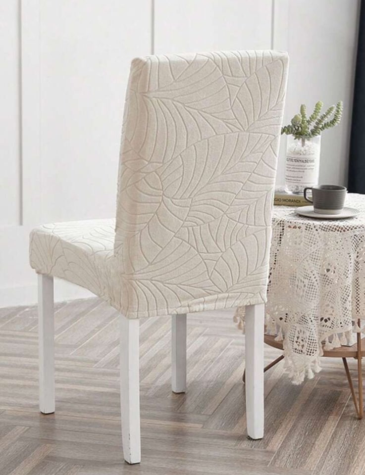 yaprak desen sandalye kılıfı lastikli sandalye örtüsü 1adet