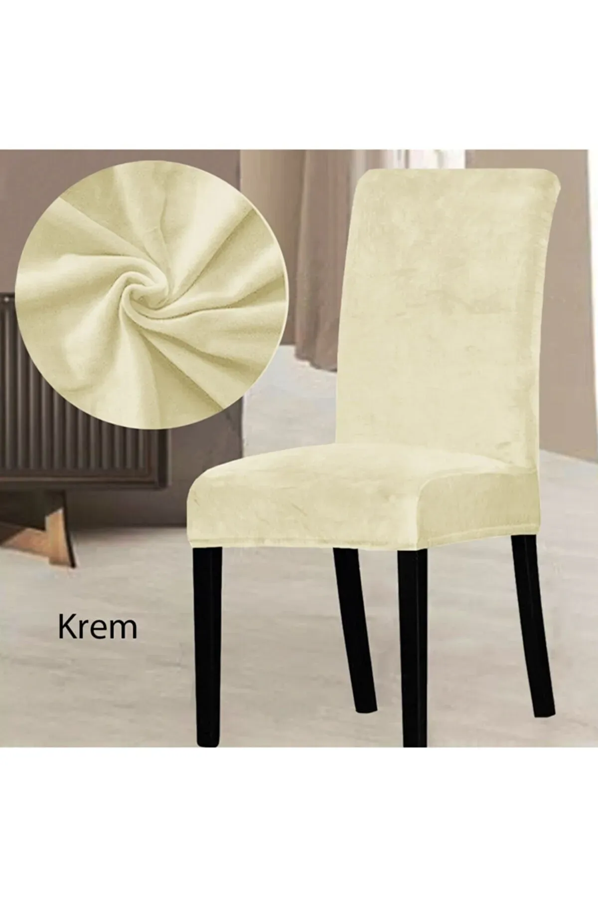 Kadife Sandalye Kılıfı Kadife Sandalye Örtüsü  :1 ADET krem
