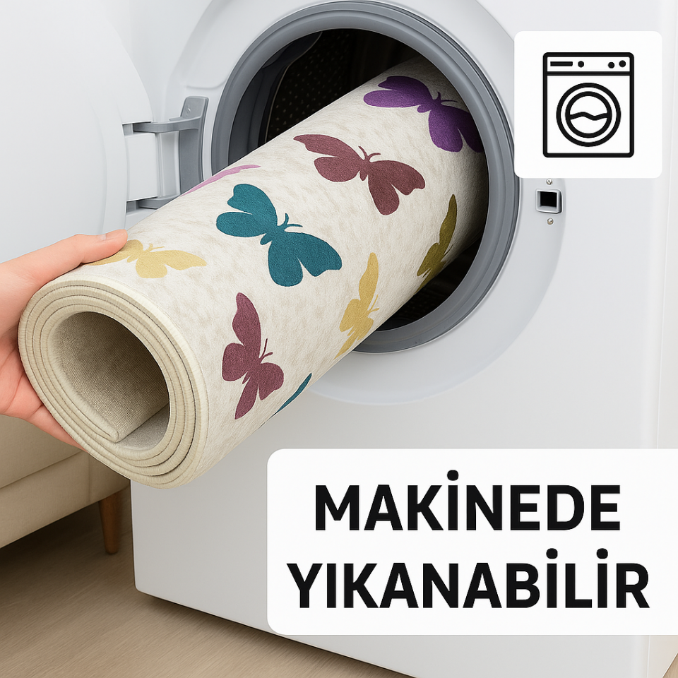 Dot Taban Kaymaz Halı Yolluk Mutfak Salon Halısı Dijital Baskılı Yıkanabilir