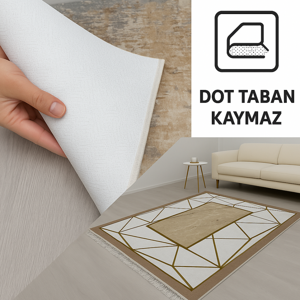 Dot Taban Kaymaz Halı Yolluk Mutfak Salon Halısı Dijital Baskılı Yıkanabilir
