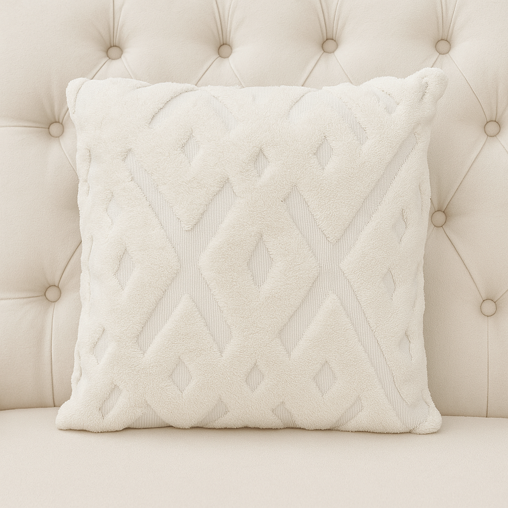 özel Tasarım 45 x 45cm Punch Panç Desen Dekoratif Kırlent Kılıfı krem