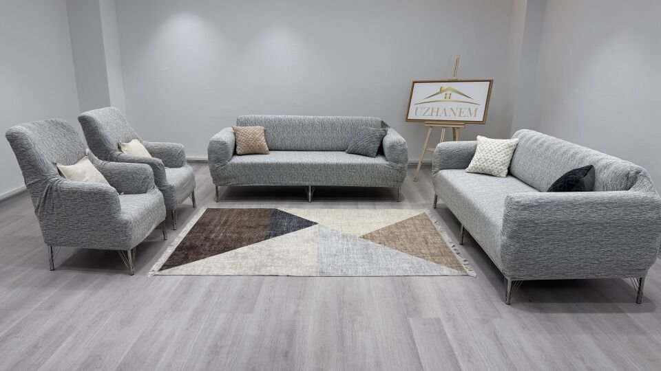 Ağaç Kabuğu Desen Koltuk Kılıfı 3.3.1.1 Koltuk Örtüsü Takımı Taş Gri