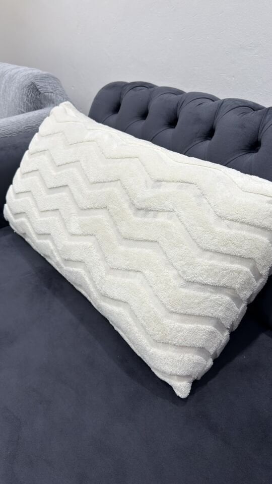 Koltuk Sırt Kırlenti / 50 x 90cm  Kanepe Minderi / Sırt Yastık Kılıfı/ Sırt Yastığı Kılıfı.  krem rengi zikzak desenli