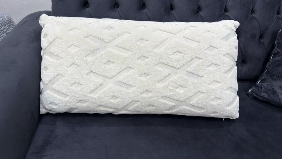 Koltuk Sırt Kırlenti / 50 x 90cm  Kanepe Minderi / Sırt Yastık Kılıfı/ Sırt Yastığı Kılıfı.  krem rengi zikzak desenli
