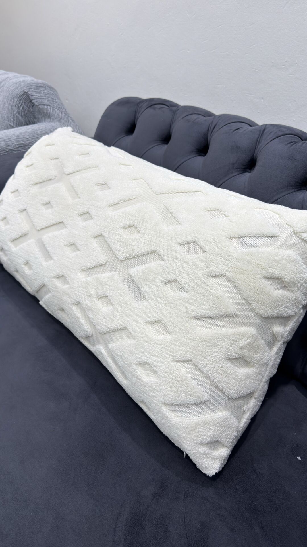 Koltuk Sırt Kırlenti / 50 x 90cm  Kanepe Minderi / Sırt Yastık Kılıfı/ Sırt Yastığı Kılıfı.  krem rengi zikzak desenli