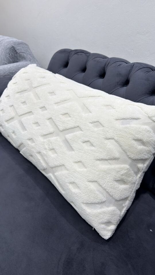 Koltuk Sırt Kırlenti / 50 x 90cm  Kanepe Minderi / Sırt Yastık Kılıfı/ Sırt Yastığı Kılıfı.  krem rengi zikzak desenli
