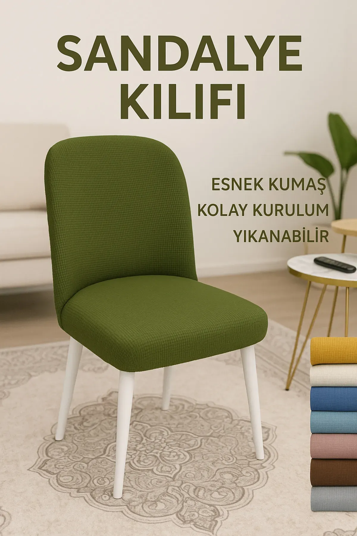 büyük oval sandalye kılıfı sandalye örtüsü yeşil