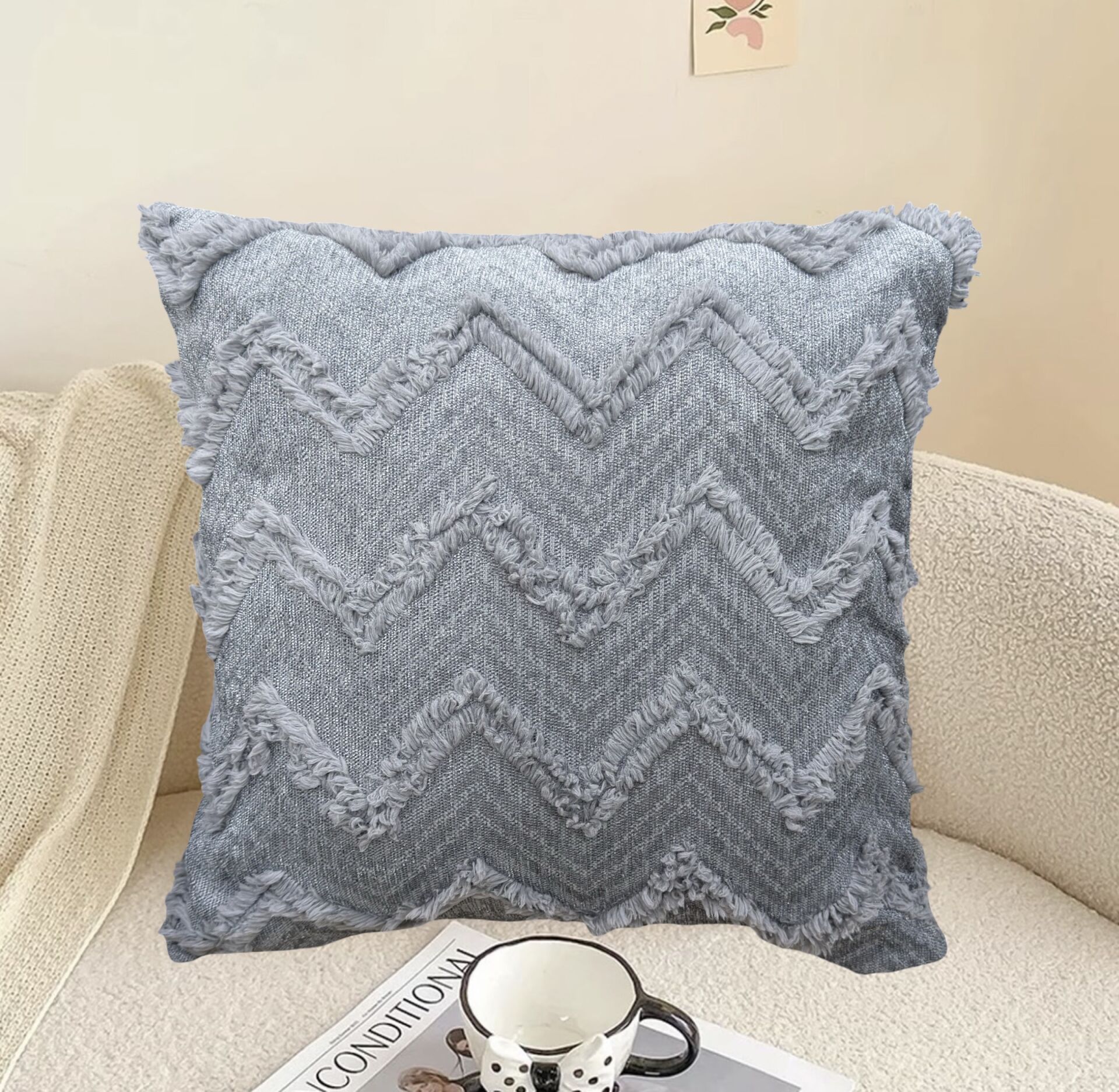 özel Tasarım 45 x 45cm Punch Panç Desen Dekoratif Kırlent Kılıfı