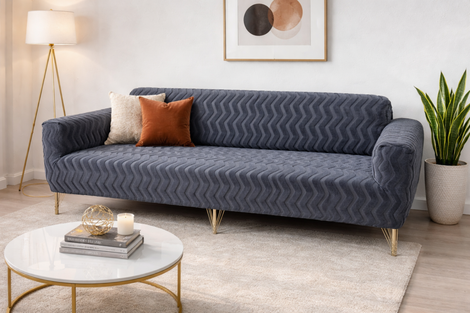 Likrali Lastikli Esnek Yikanabilir welsof koltuk örtüsü koltuk kılıfı zikzak desen (ürün 1 adettir)