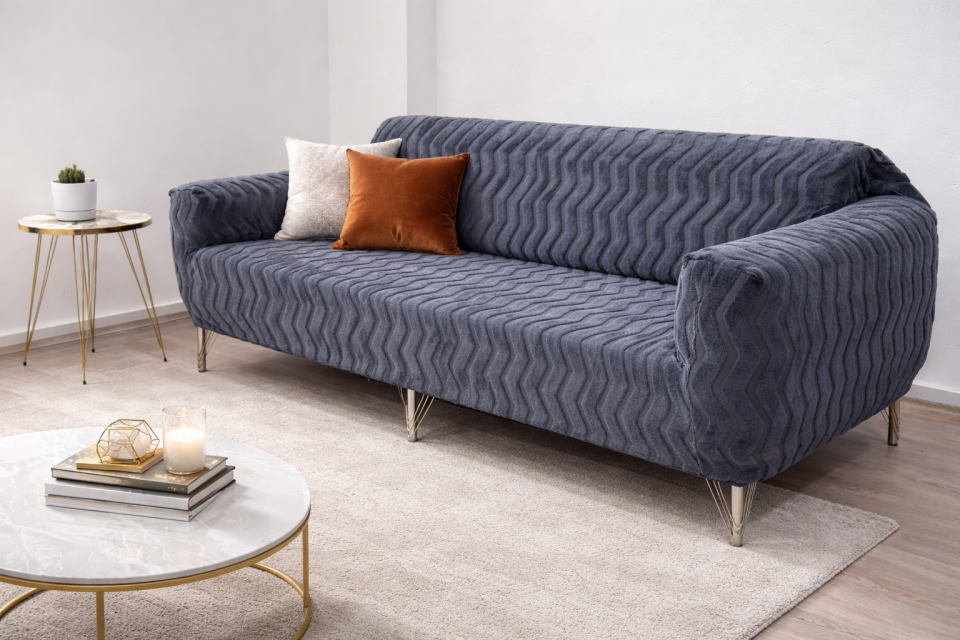 Likrali Lastikli Esnek Yikanabilir welsof koltuk örtüsü koltuk kılıfı zikzak desen (ürün 1 adettir)