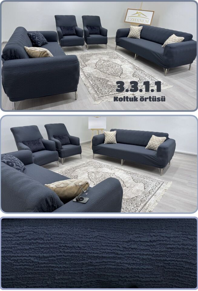 Ağaç Kabuğu Desen Koltuk Kılıfı 3.3.1.1 Koltuk Örtüsü Takımı antrasit