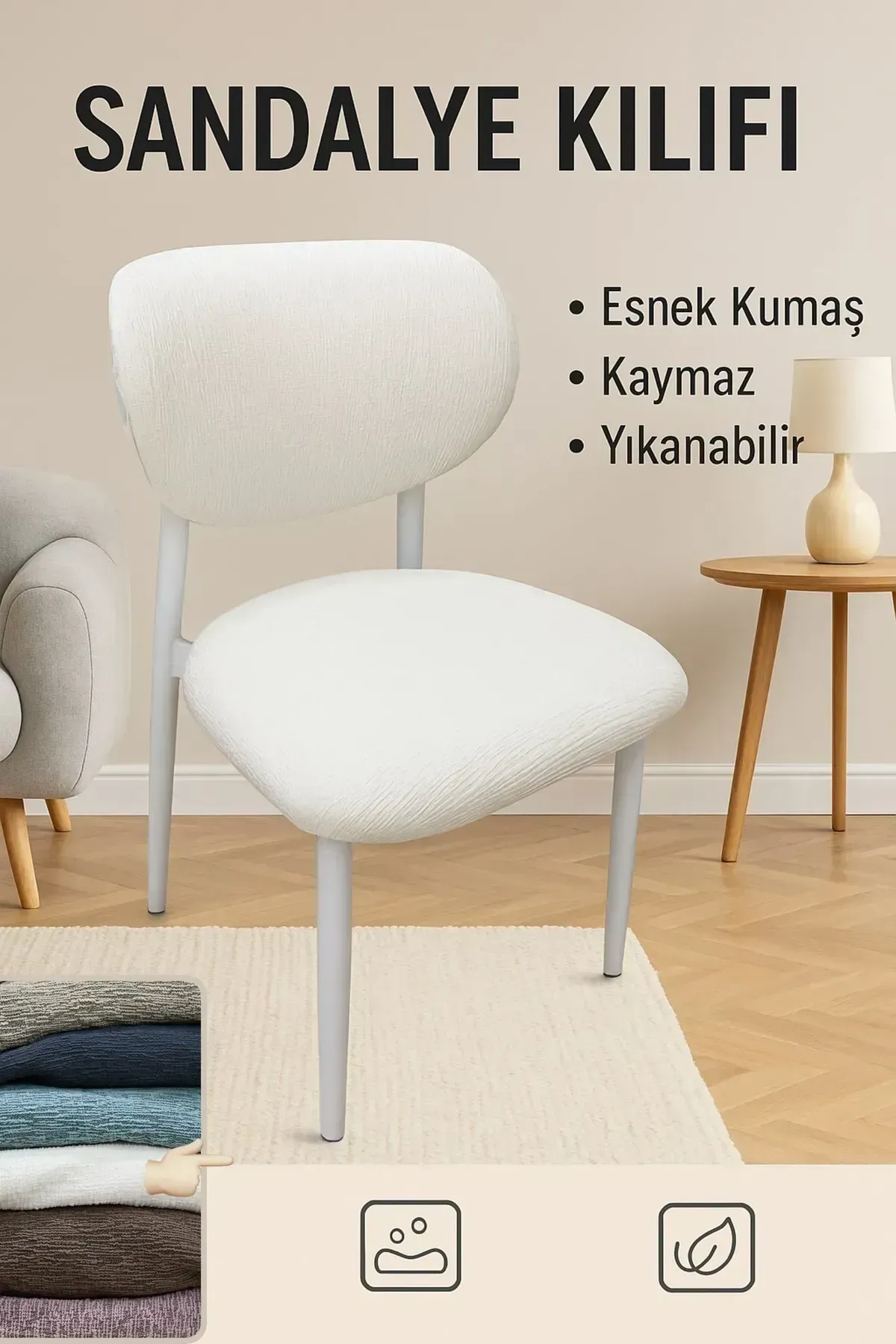 bohem sandalye kılıfı yeni model sandalye örtüsü krem