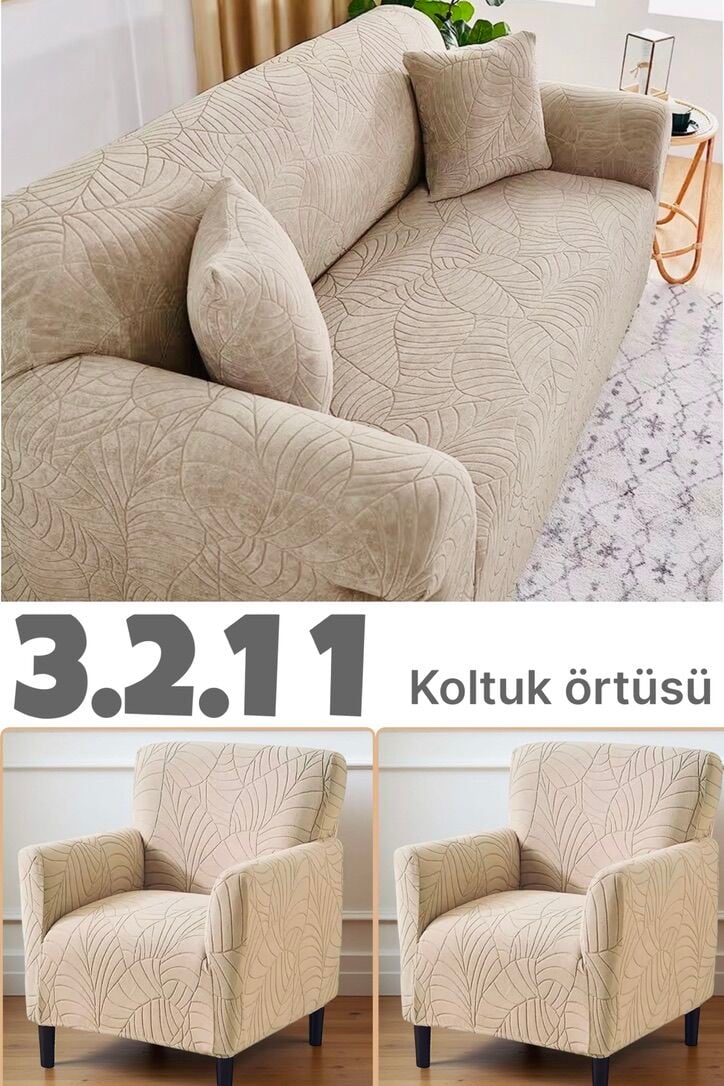 3.2.1.1 Jakarlı Esnek Koltuk Örtüsü Takımı – 1 Adet 3’lü, 1 Adet 2’li, 2 Adet Tekli Koltuk Örtüsü
