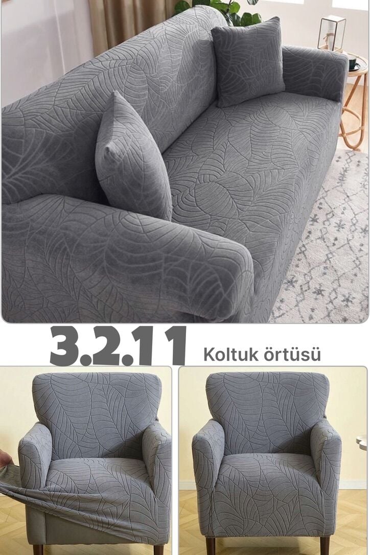 3.2.1.1 Jakarlı Esnek Koltuk Örtüsü Takımı – 1 Adet 3’lü, 1 Adet 2’li, 2 Adet Tekli Koltuk Örtüsü