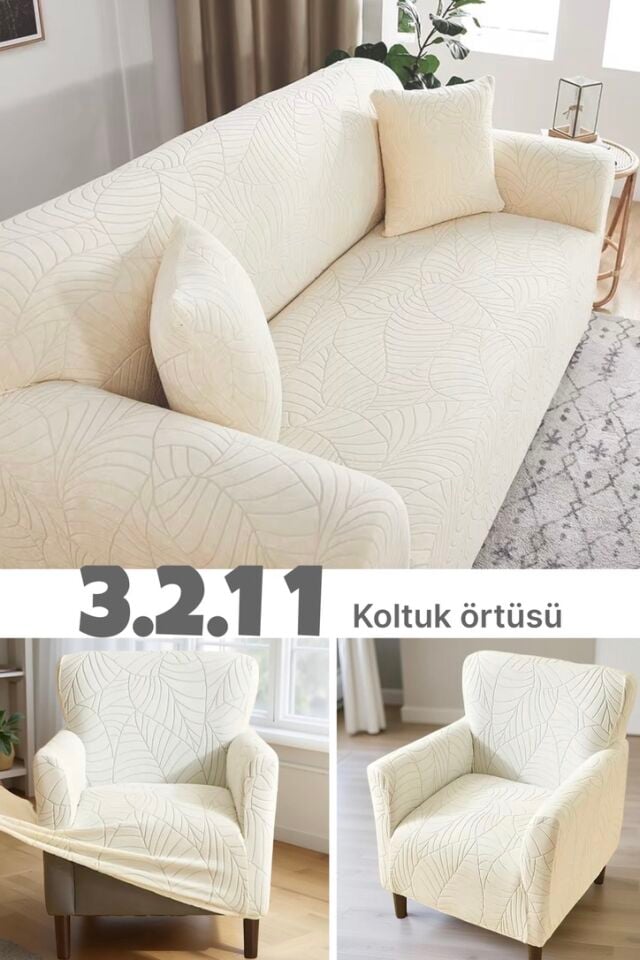 3.2.1.1 Jakarlı Esnek Koltuk Örtüsü Takımı – 1 Adet 3’lü, 1 Adet 2’li, 2 Adet Tekli Koltuk Örtüsü