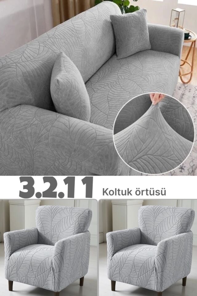 3.2.1.1 Jakarlı Esnek Koltuk Örtüsü Takımı – 1 Adet 3’lü, 1 Adet 2’li, 2 Adet Tekli Koltuk Örtüsü
