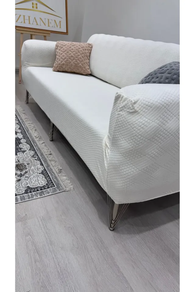 Koltuk Kılıfı Koltuk Örtüsü 3kişilik Koltuk Için krem