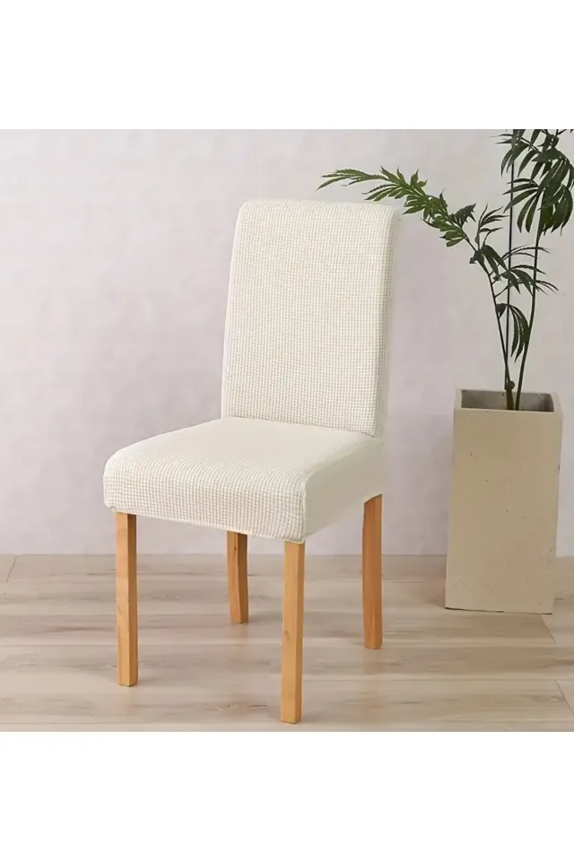 sandalye kılıfı pitikare sandalye örtüsü krem