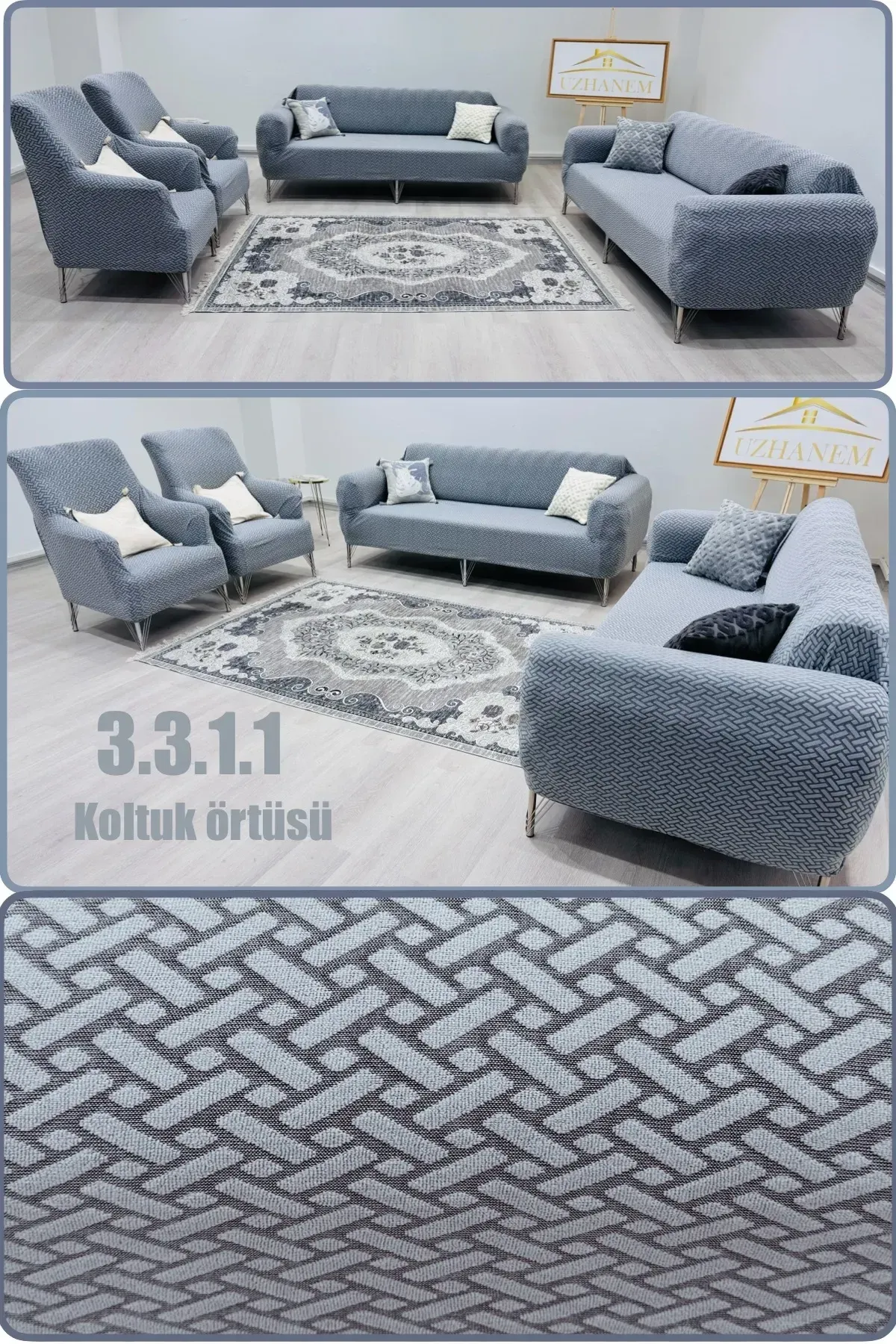3.3.1.1 koltuk örtüsü takımı koltuk kılıfı sofa cover gri
