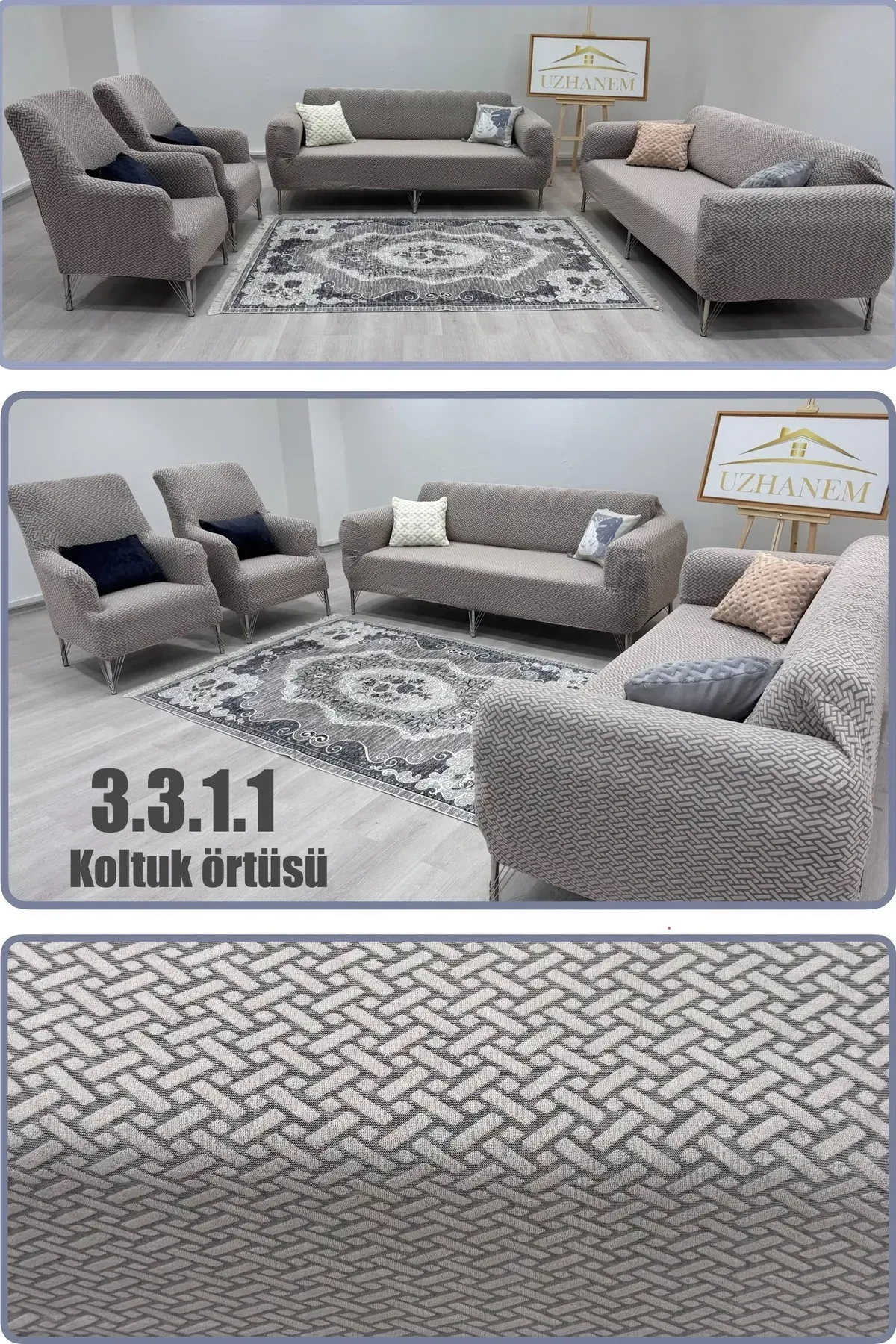 3.3.1.1 koltuk örtüsü takımı koltuk kılıfı sofa cover vizon