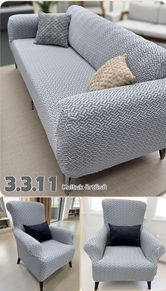 3.3.1.1 koltuk örtüsü takımı koltuk kılıfı sofa cover Taş Gri