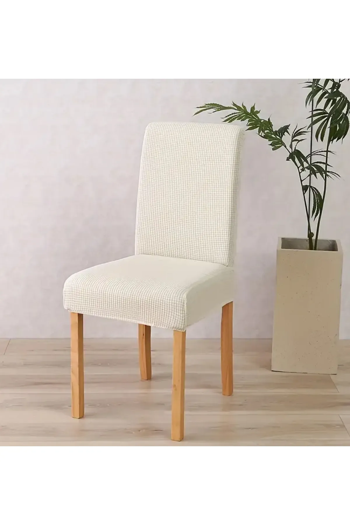 sandalye kılıfı pitikare sandalye örtüsü krem