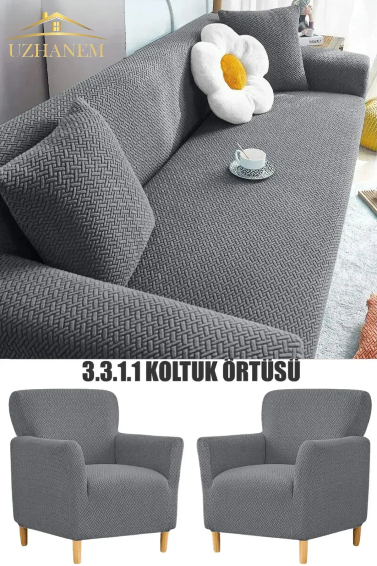 3.3.1.1 koltuk örtüsü takımı koltuk kılıfı sofa cover antrasit