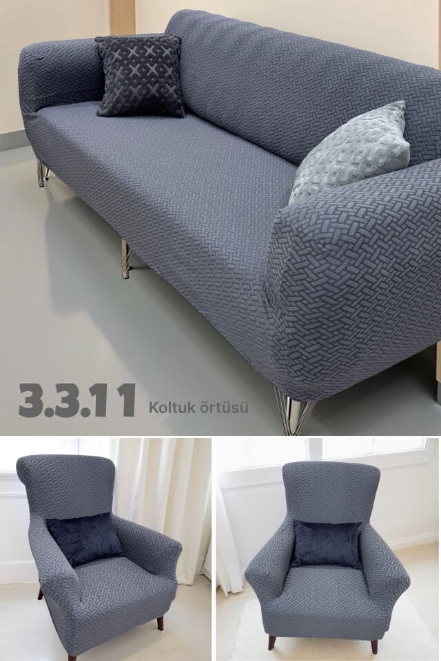 3.3.1.1 koltuk örtüsü takımı koltuk kılıfı sofa cover koyu gri