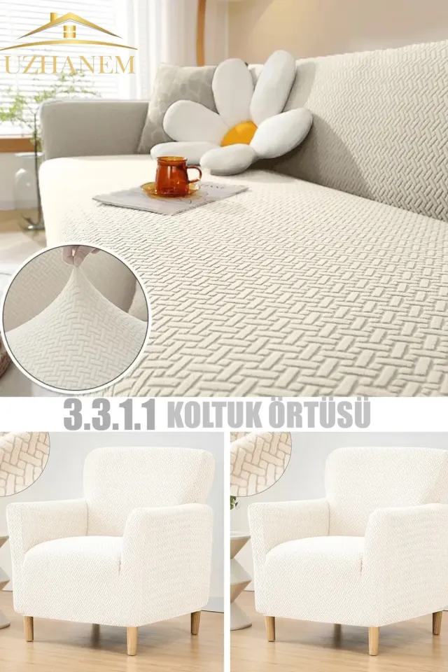 3.3.1.1 koltuk örtüsü takımı koltuk kılıfı sofa cover krem