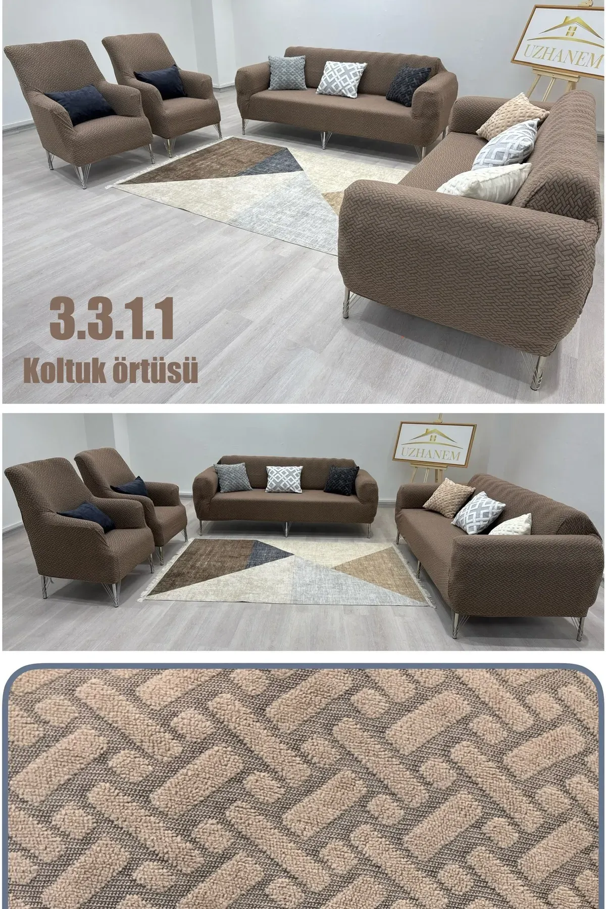 3.3.1.1 koltuk örtüsü takımı koltuk kılıfı sofa cover kahverengi