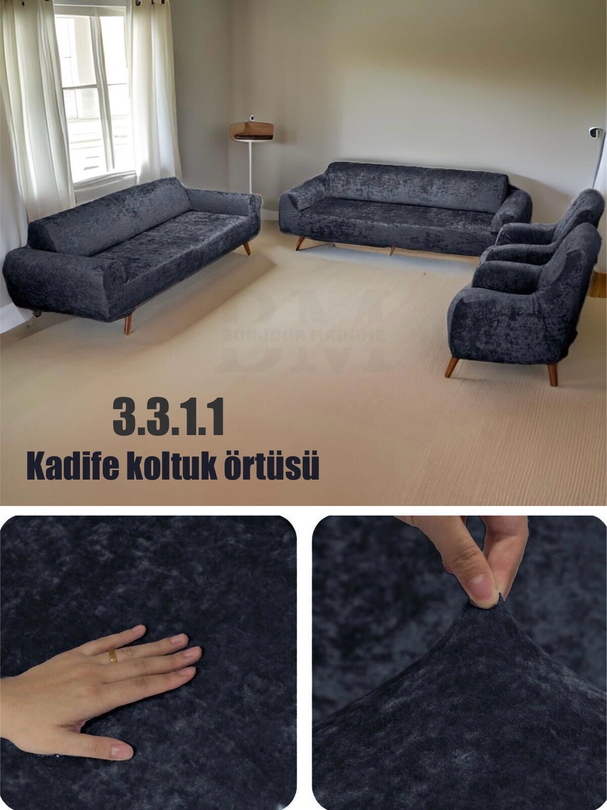 kadife 3.3.1.1 koltuk örtüsü koltuk kılıfı takımı