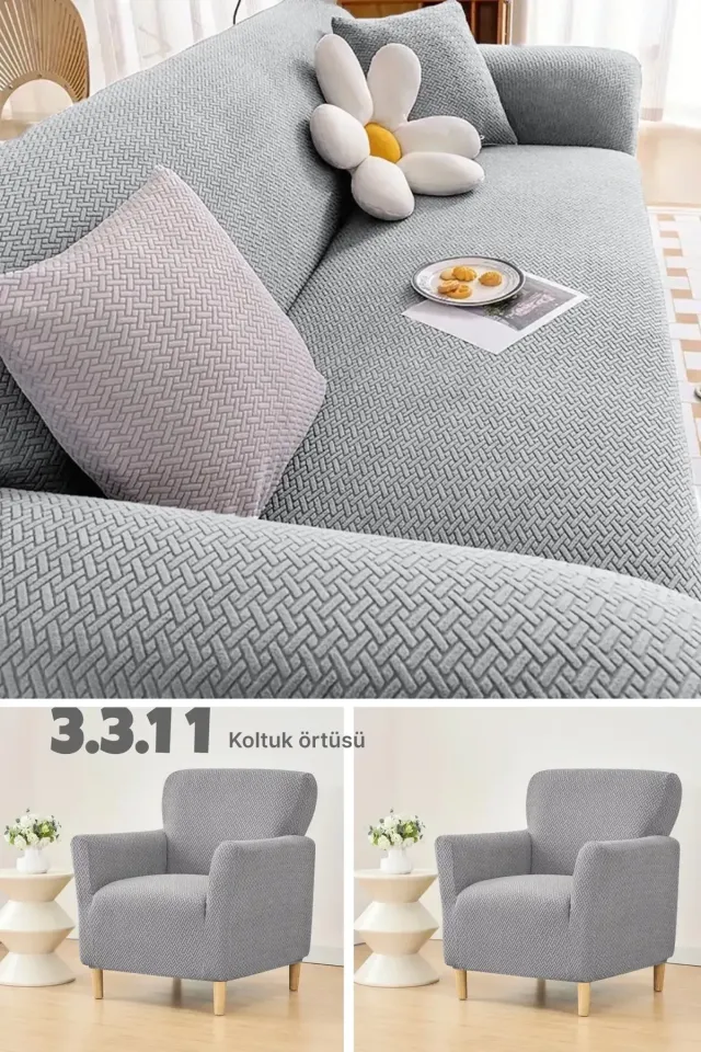 3.3.1.1 koltuk örtüsü takımı koltuk kılıfı sofa cover gri