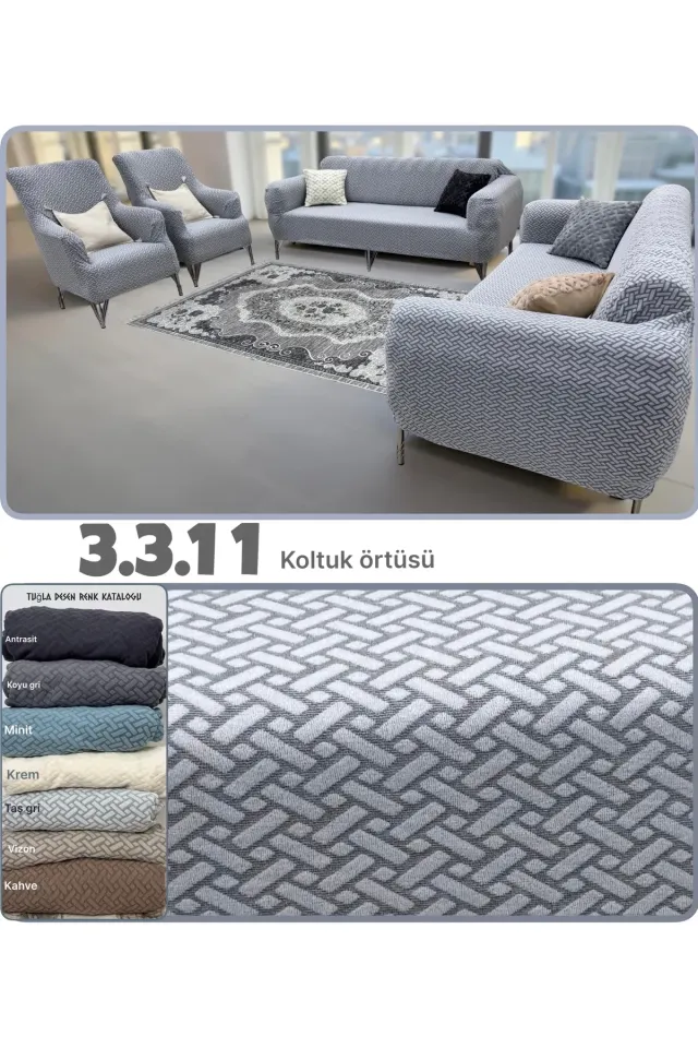3.3.1.1 koltuk örtüsü takımı koltuk kılıfı sofa cover Taş Gri
