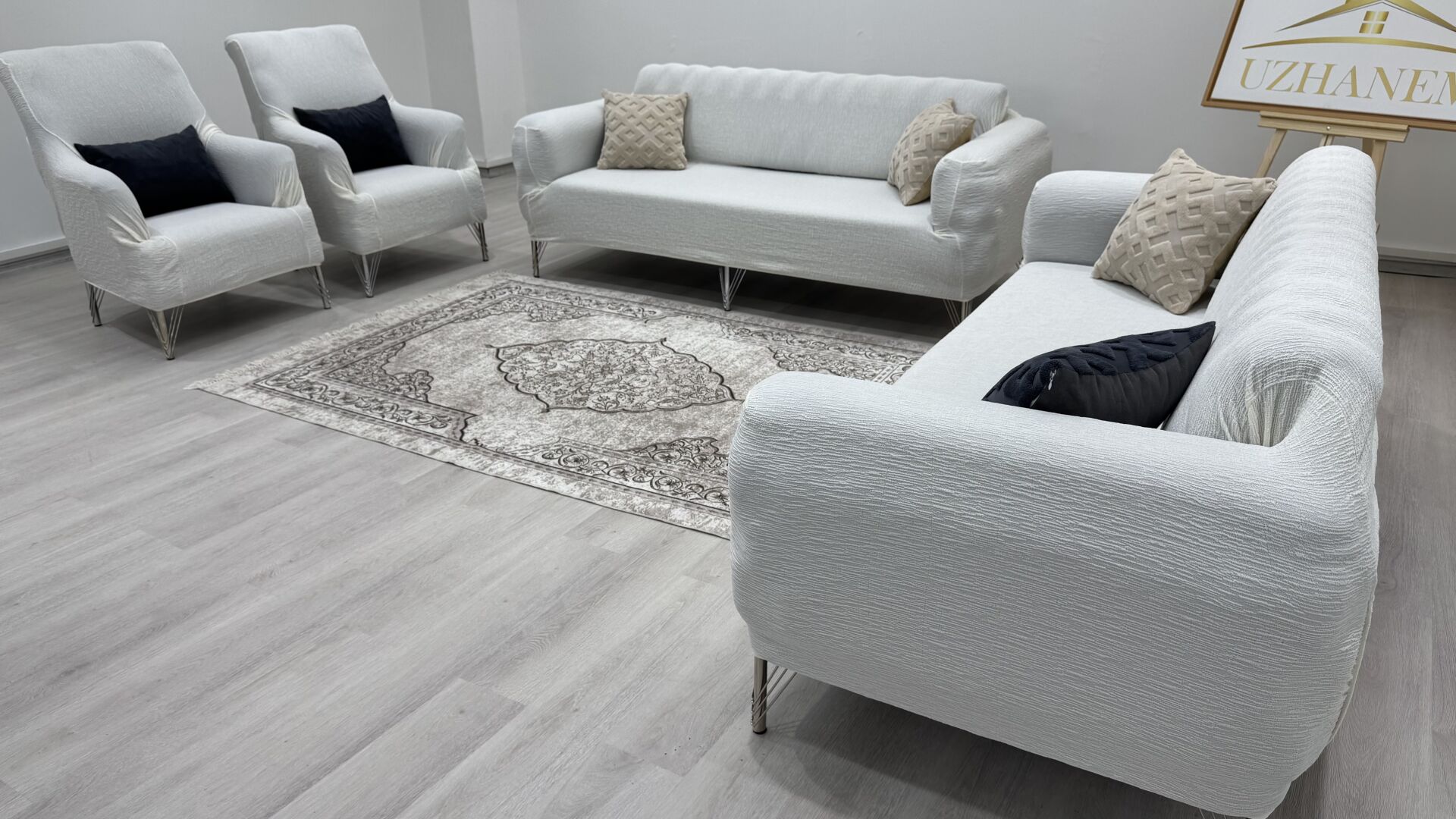Ağaç Kabuğu Desen Koltuk Kılıfı 3.3.1.1 Koltuk Örtüsü Takımı krem