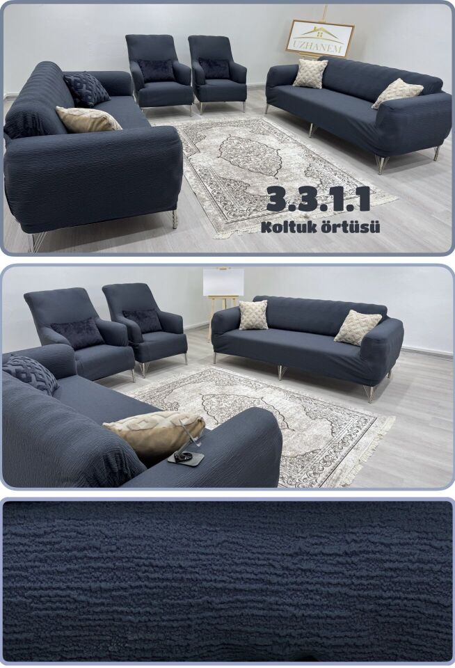 Ağaç Kabuğu Desen Koltuk Kılıfı 3.3.1.1 Koltuk Örtüsü Takımı antrasit