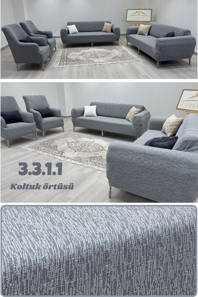 Ağaç Kabuğu Desen Koltuk Kılıfı 3.3.1.1 Koltuk Örtüsü Takımı gri