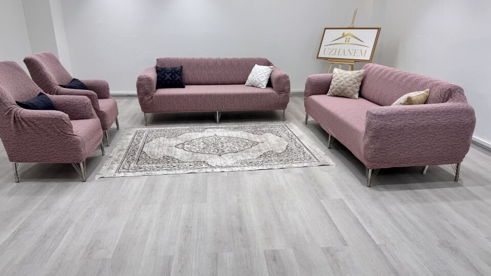 Ağaç Kabuğu Desen Koltuk Kılıfı 3.3.1.1 Koltuk Örtüsü Takımı pudra