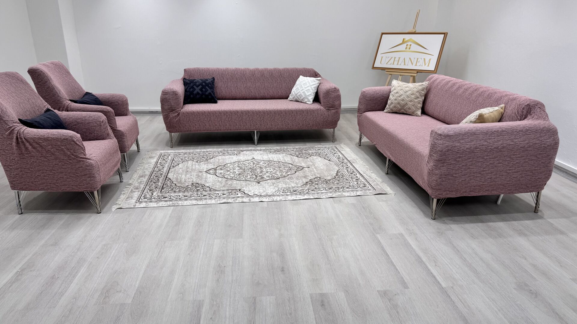 Ağaç Kabuğu Desen Koltuk Kılıfı 3.3.1.1 Koltuk Örtüsü Takımı pudra