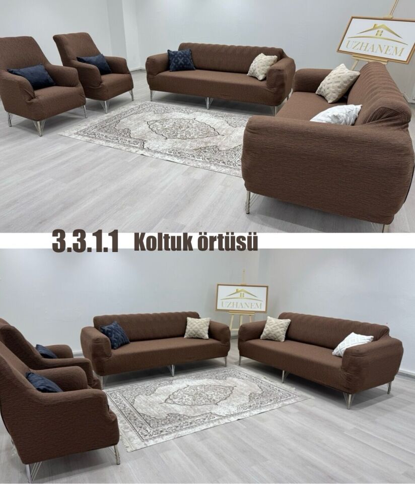 Ağaç Kabuğu Desen Koltuk Kılıfı 3.3.1.1 Koltuk Örtüsü Takımı kahverengi