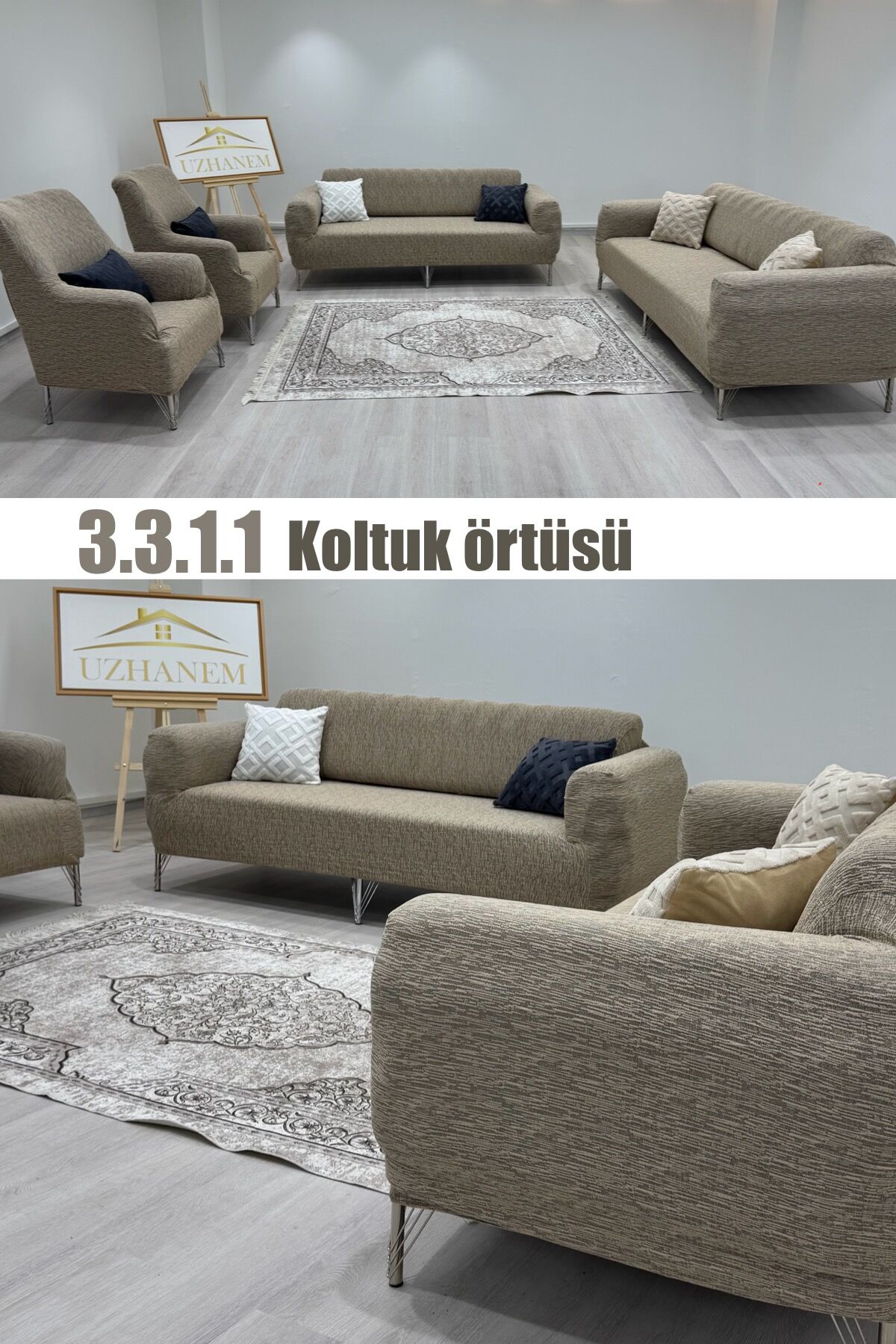 Ağaç Kabuğu Desen Koltuk Kılıfı 3.3.1.1 Koltuk Örtüsü Takımı vizon