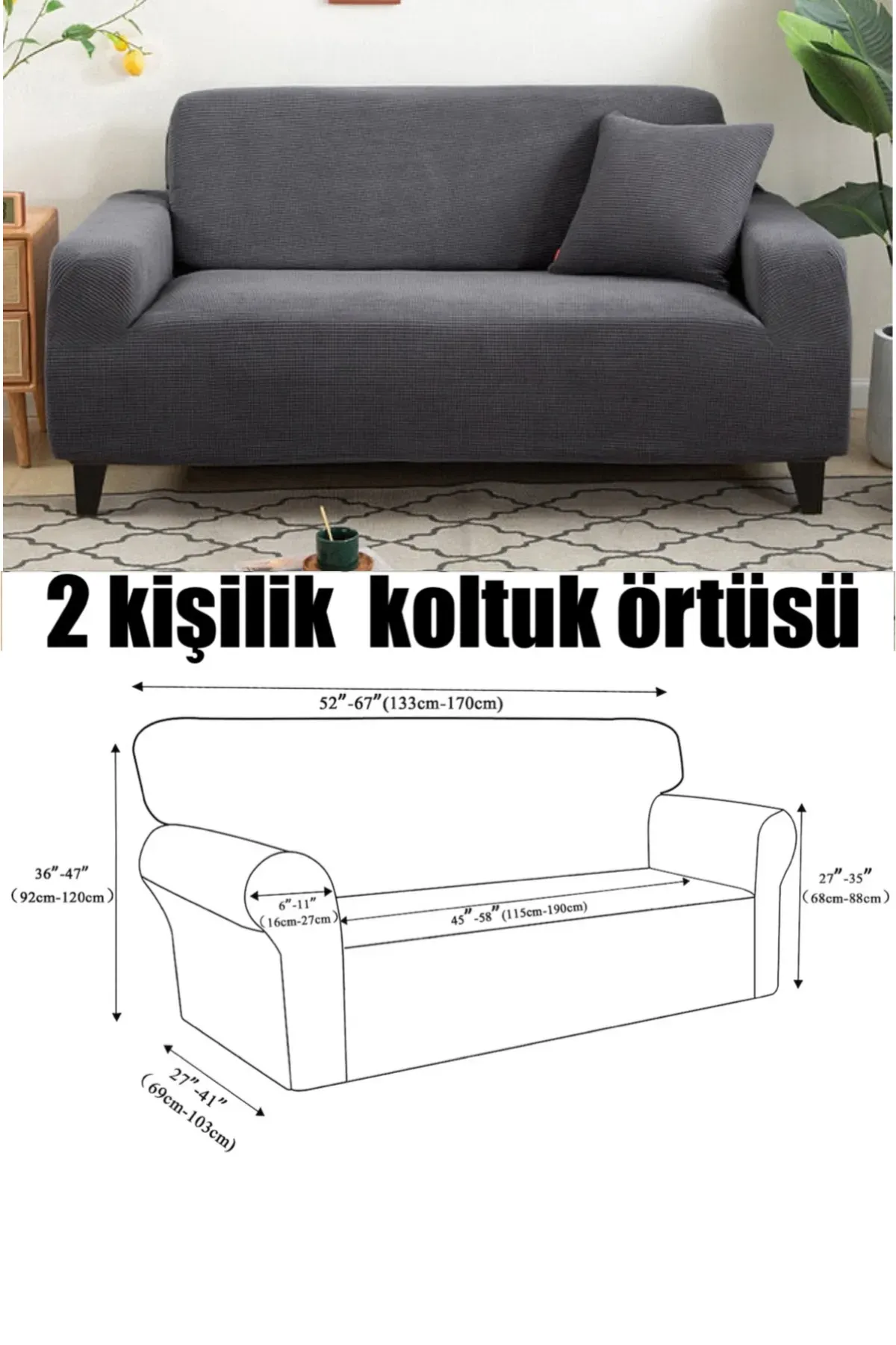 koltuk örtüsü 2kişilik koltuk kılıfı antrasit