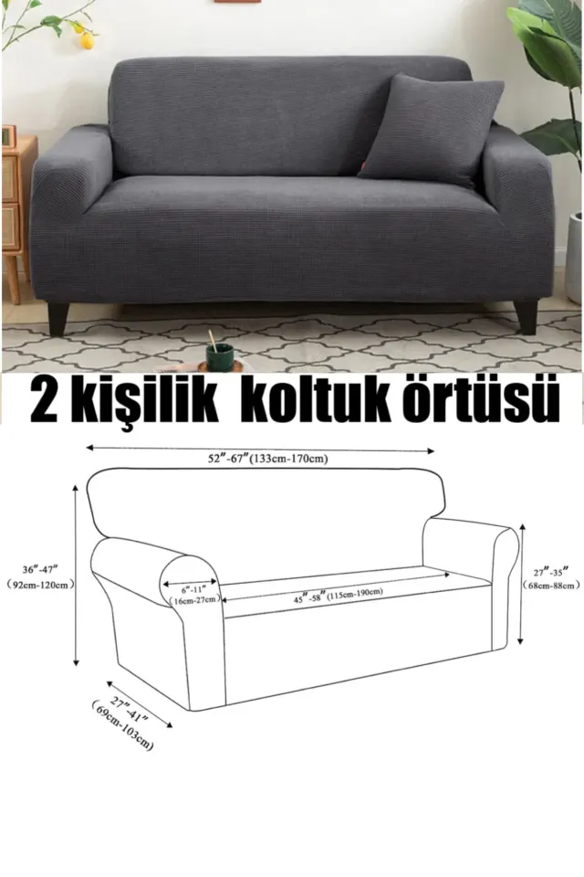 koltuk örtüsü 2kişilik koltuk kılıfı antrasit
