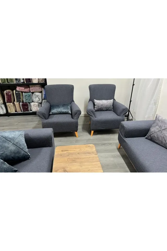 Streç Lastikli Esnek Yıkanabilir Pamuklu Jakarlı Berjer Koltuk Örtüsü (TEK KİŞİLİK KOLTUK İÇİN(Kopya) antrasit
