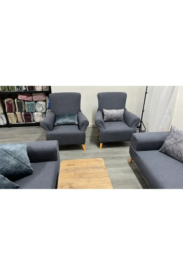 Streç Lastikli Esnek Yıkanabilir Pamuklu Jakarlı Berjer Koltuk Örtüsü (TEK KİŞİLİK KOLTUK İÇİN(Kopya)(Kopya) antrasit