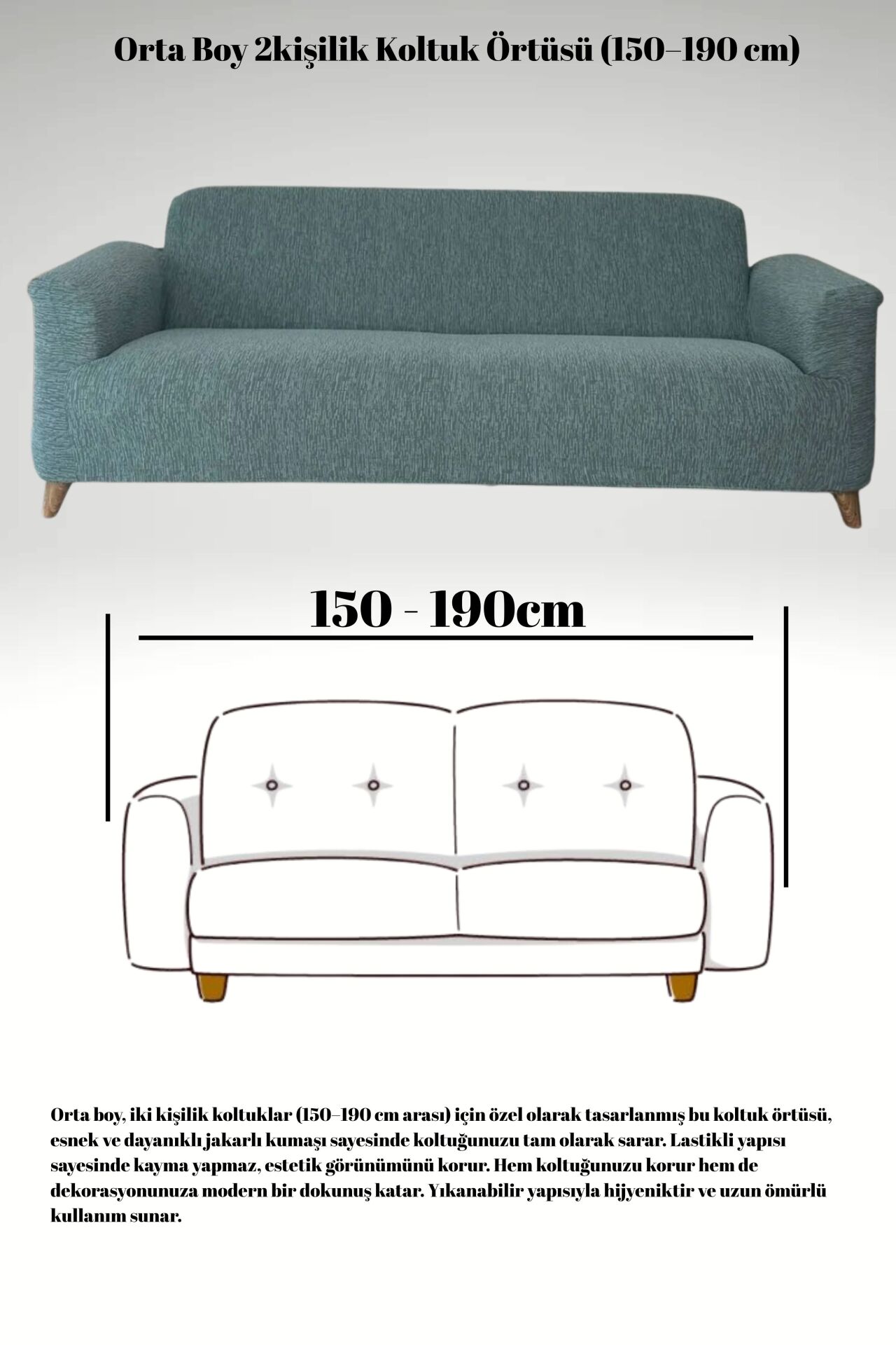 Jakarli 2kişilik Orta Boy Koltuk Örtüsü, Çekyat Kanepe Kılıfı (1ADET ÜRÜN FİYATIDIR) minit