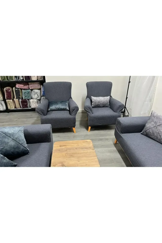 Streç Lastikli Esnek Yıkanabilir Pamuklu Jakarlı Berjer Koltuk Örtüsü (TEK KİŞİLİK KOLTUK İÇİN(Kopya)(Kopya)(Kopya)(Kopya) antrasit